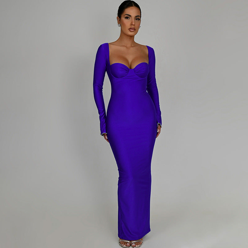Carmen Long Flare Sleeve Sexy Maxi Dress
