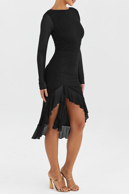Jamie Ruffle Ruched Midi Dress