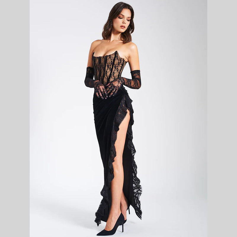 Kelly Lace Strapless Maxi Dress