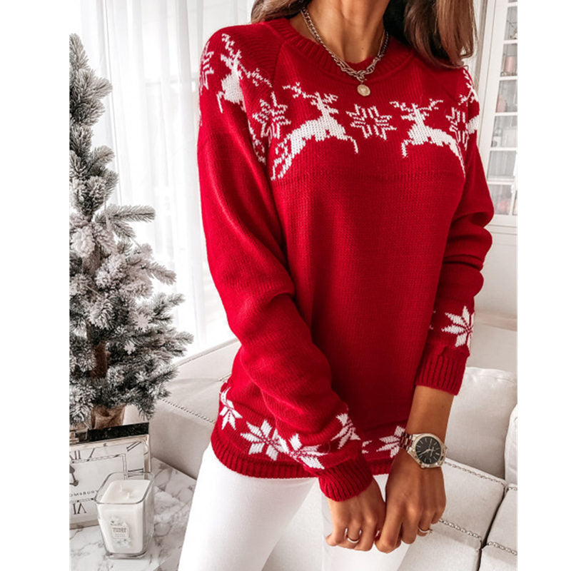 Priscilla Knitted O-neck Loose Women Sweater