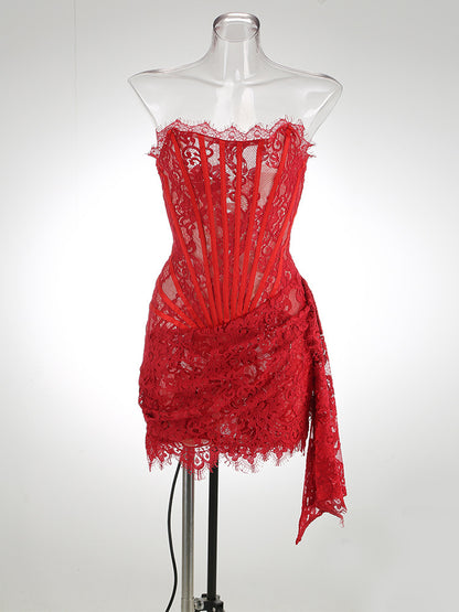 Natalie Lace Strapless Sexy Mini Dress