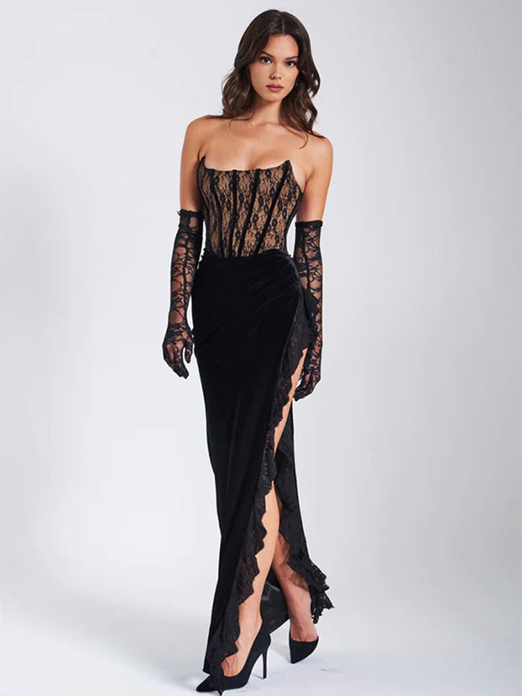 Kelly Lace Strapless Maxi Dress