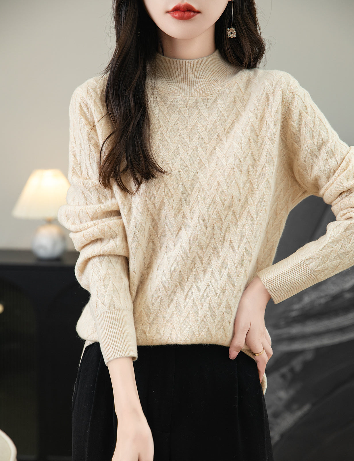 Holly Woman Mock Neck Long Sleeve Sweater