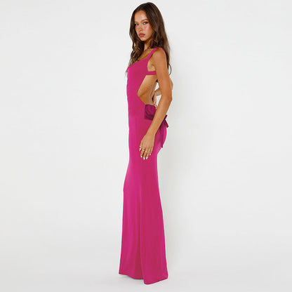 Denise Bow Backless Bodycon Maxi Dress
