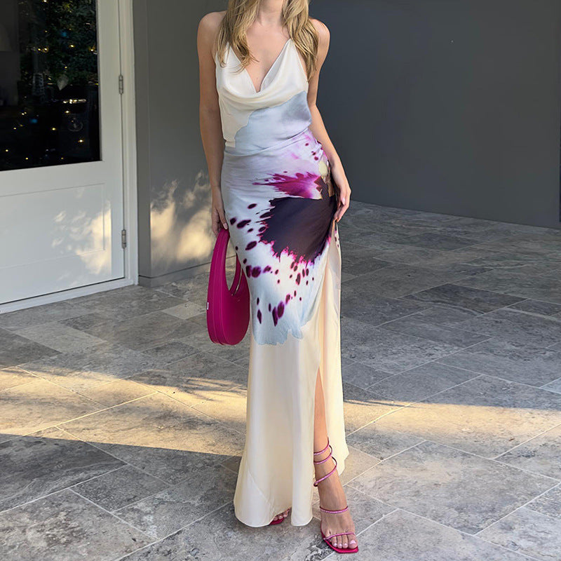 Michele Print Sexy Long Dress