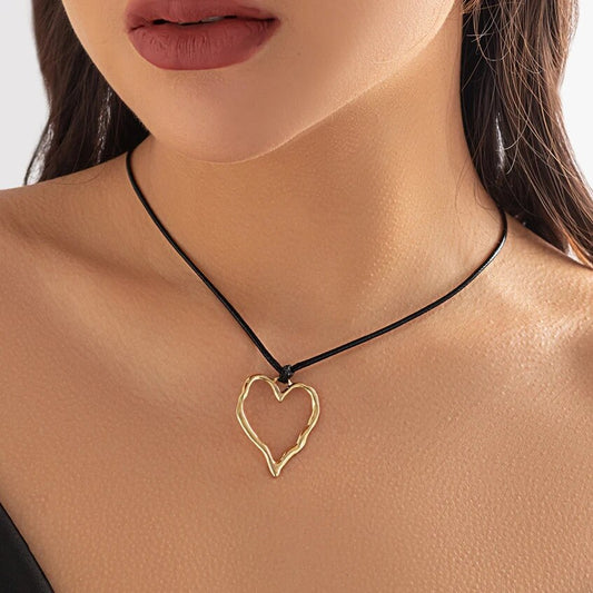 Regina Vintage Black Leather Braid Wax Cord Chain Necklace
