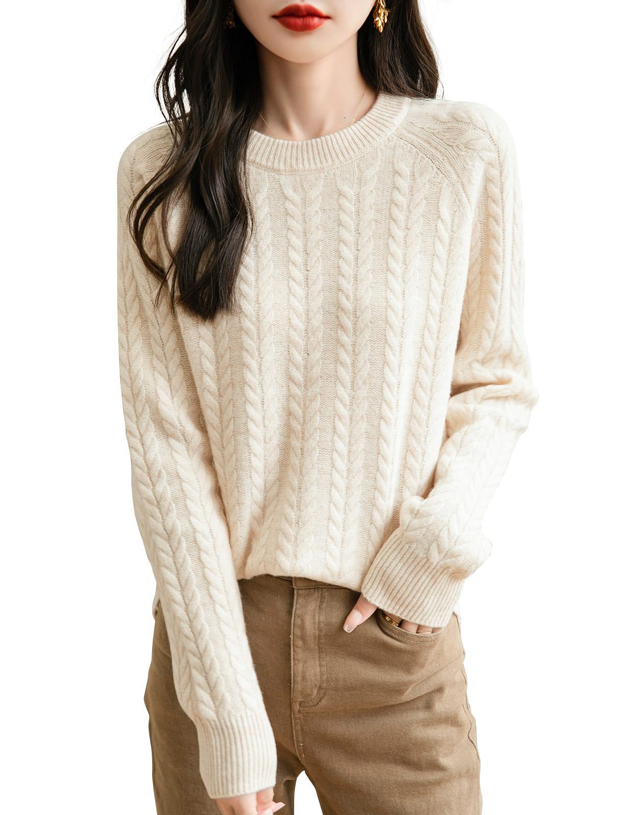 Sharon Woman Crew Neck Vintage Warm Sweater