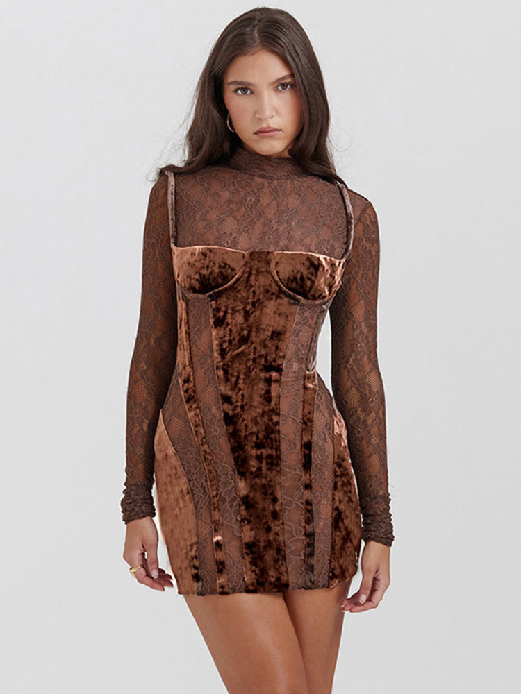 Norma Hollow Out Sheer Lace Sexy Mini Dress