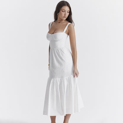 Allison White Spaghetti Strap Midi Dress