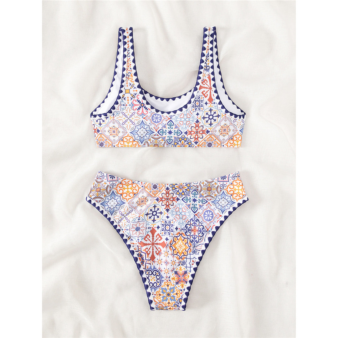 Leah Printed Brazilian Padded Mid Waist Bikini