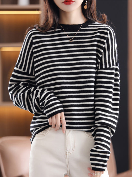 Margaret Cashmere Elegant Striped Women Sweater