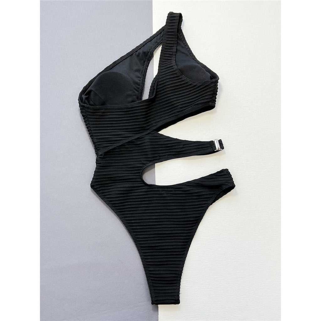 Kelly Asymmetric Cut Out One Shoulder Monokini