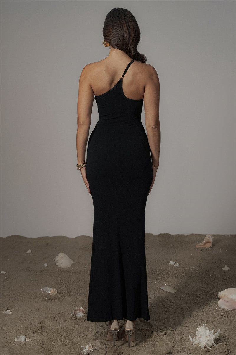 Sophie Patchwork One Shoulder Sexy Maxi Dress