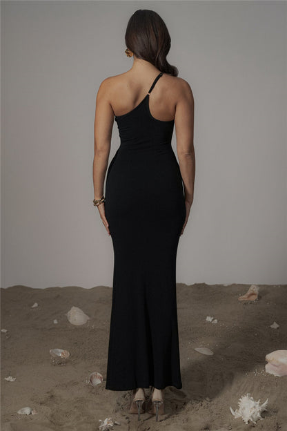Sophie Patchwork One Shoulder Sexy Maxi Dress