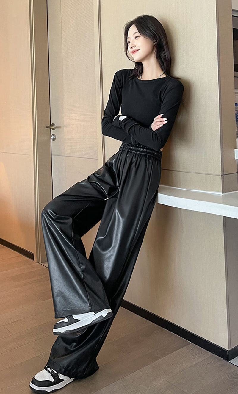 Nancy Hip Hop Women Black Pu Pants