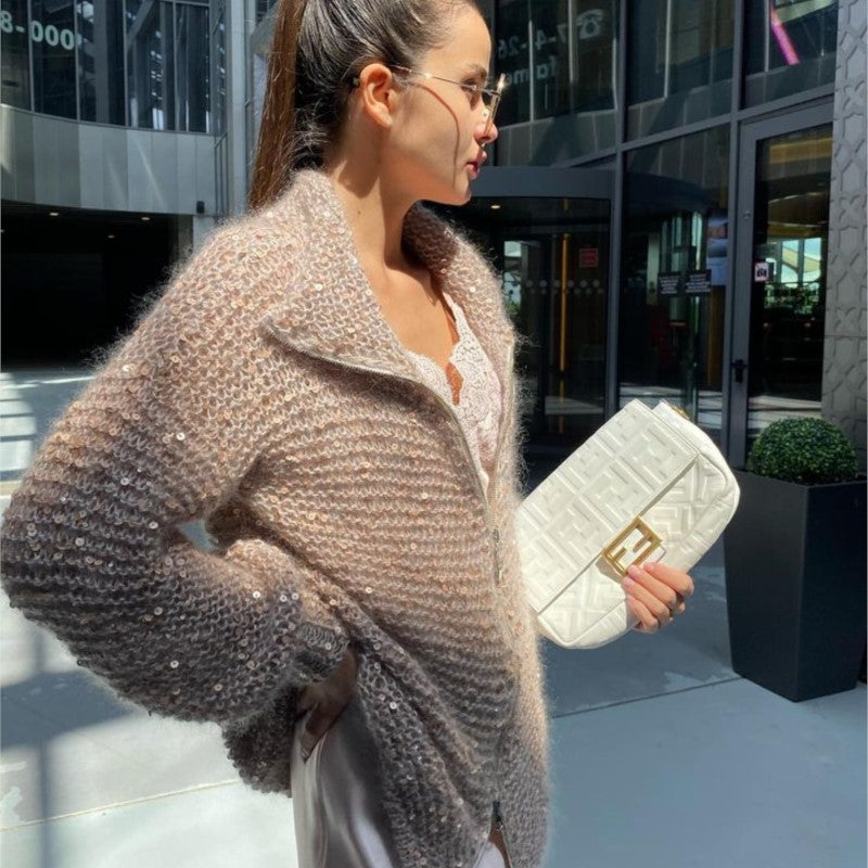 Faith Turndown Collar Long Sleeve Women Sweater