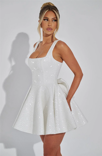 Bonnie Sequins Bow Backless Sexy Mini Dress
