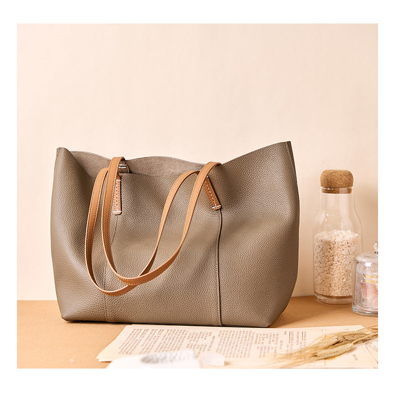 Grace Woman Leather Large Shopper Tote Bag