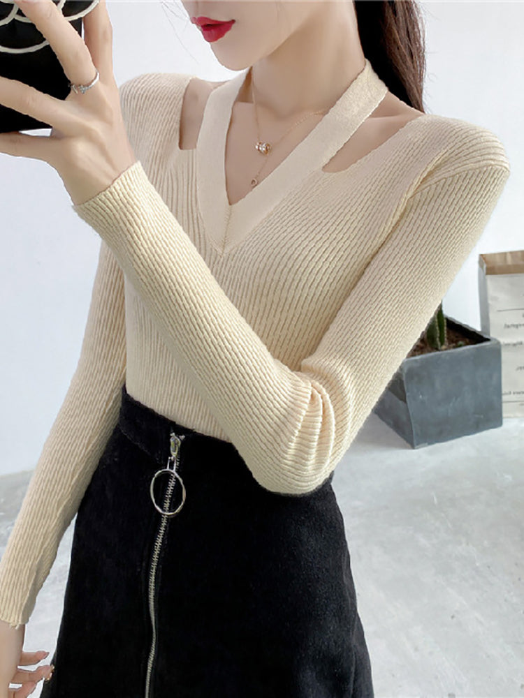 Alexa V-Neck Halter Woman Sweater