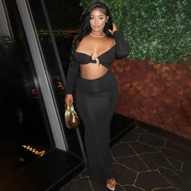 Teresa Hollow Out Long Sleeve Sexy Maxi Dress