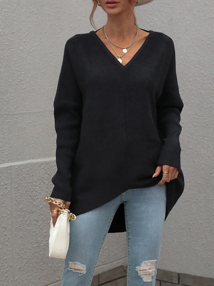 Joanna V-Neck Solid Color Women Sweater