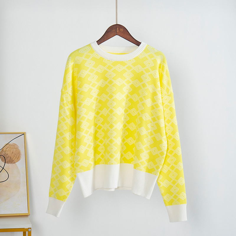 Judith Plaid Long Sleeve Oversize Knitted Women Pullover