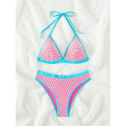 Dorothy Splicing Halter Wrinkled Mid Waist Bikini