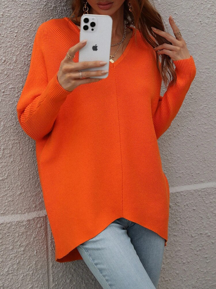 Joanna V-Neck Solid Color Women Sweater
