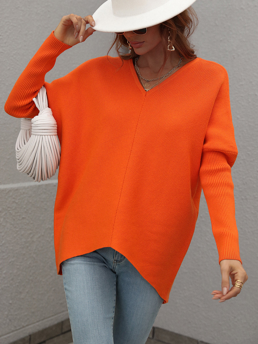 Joanna V-Neck Solid Color Women Sweater