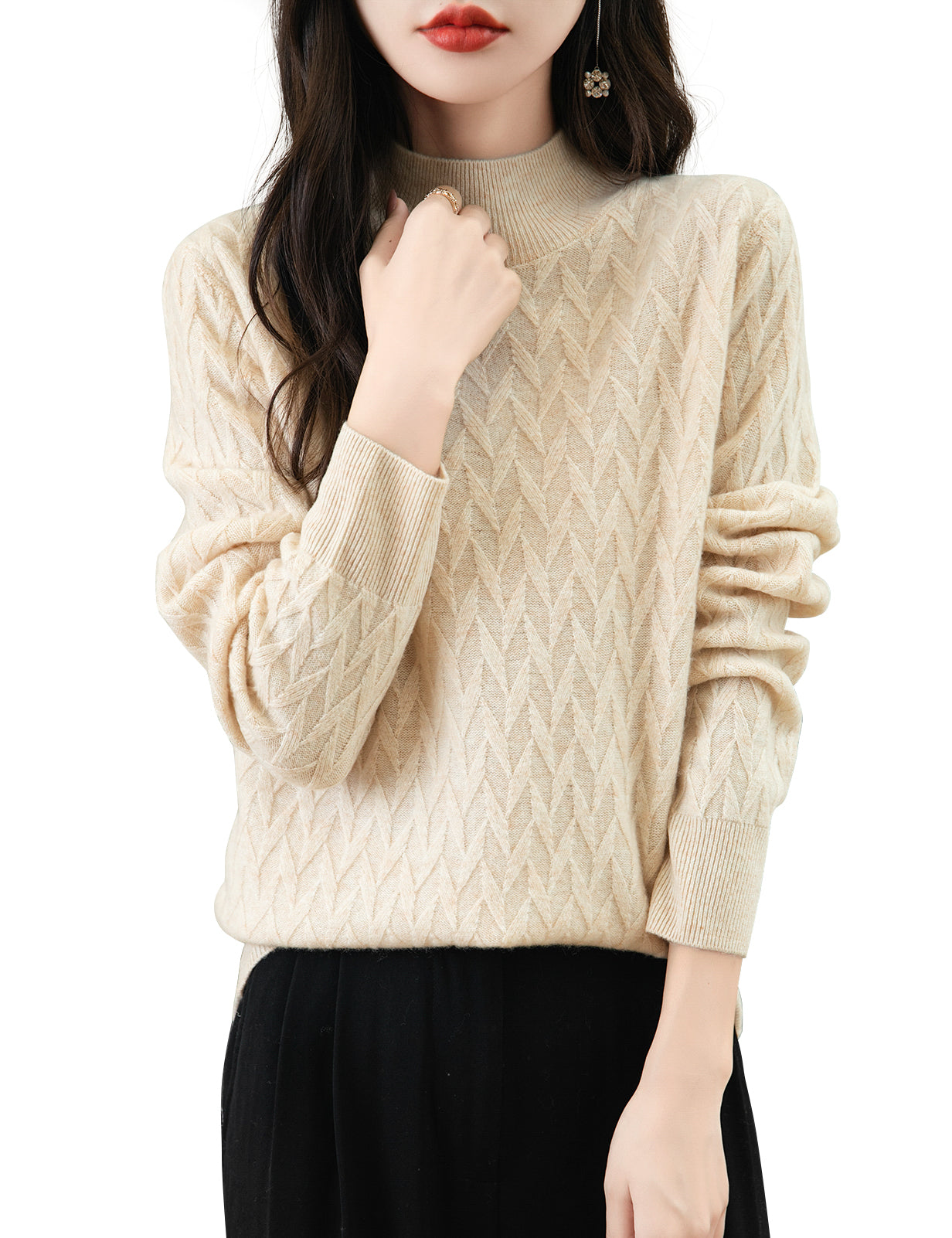 Holly Woman Mock Neck Long Sleeve Sweater