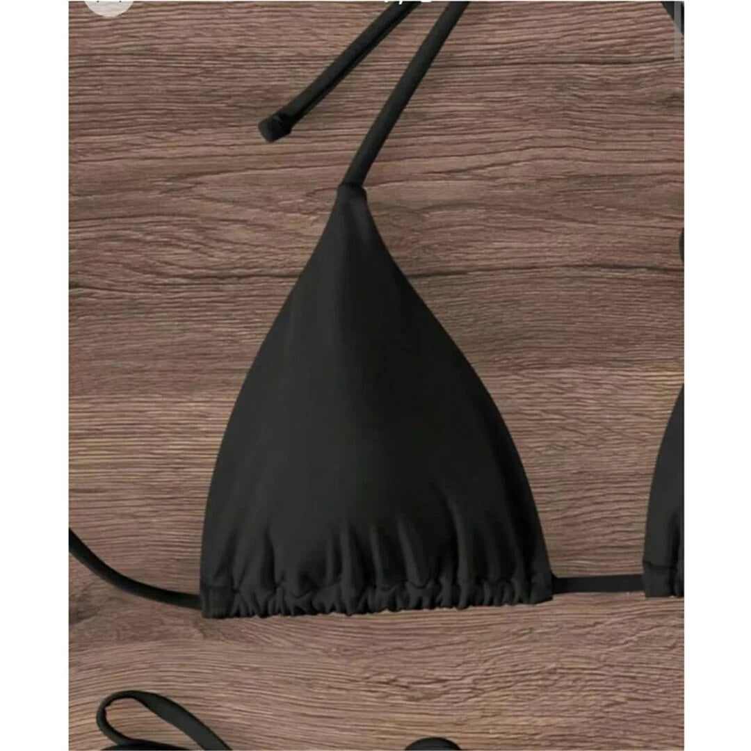 Janet Sexy 3D Flowers Halter Strappy Bikini