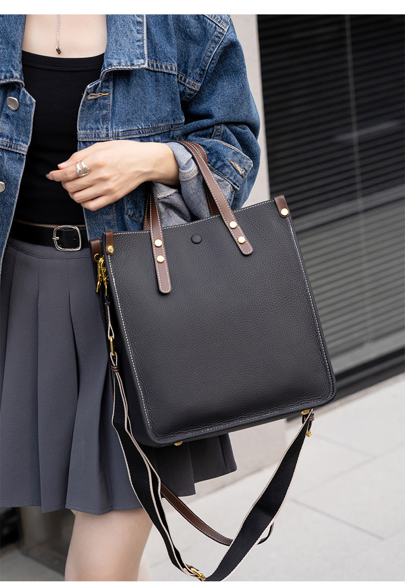 Jane Genuine Leather Vertical Tote Handbag