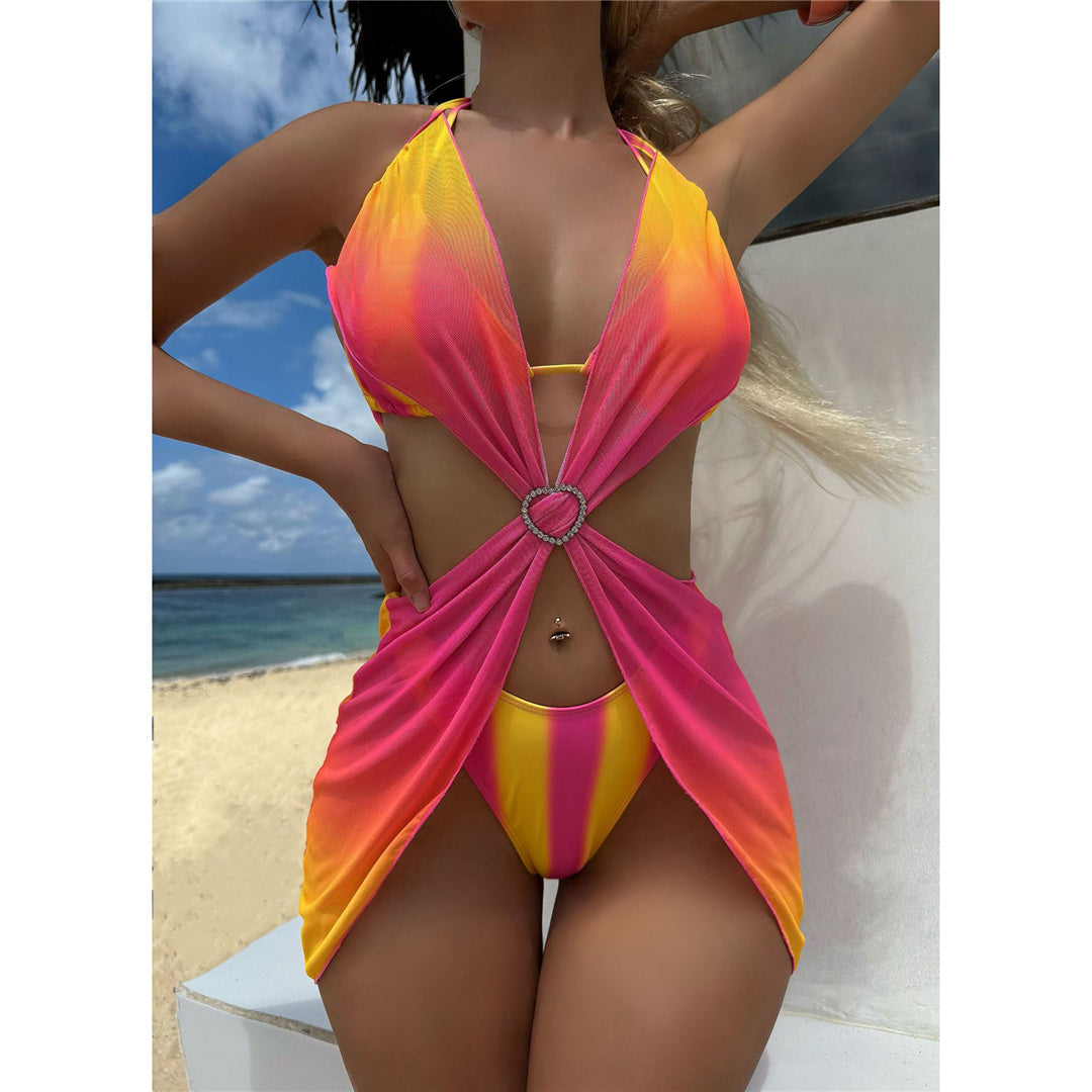 Erin Sexy With Dress Tie Dye Striped Bikini