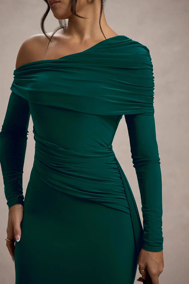 Louise Skew Collar Long Sleeve Sexy Maxi Dress