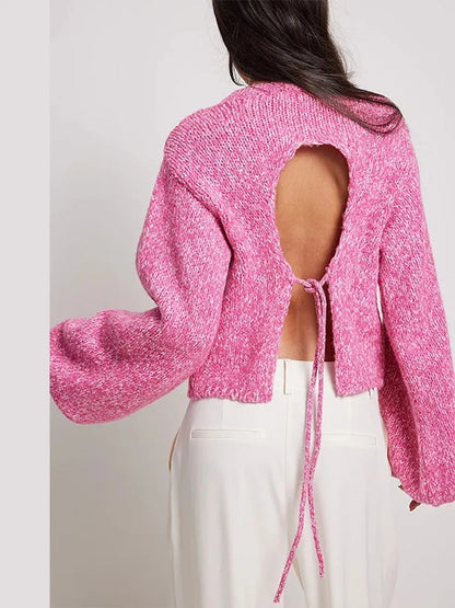 Dana O-neck Back Cut Out Women Sweater