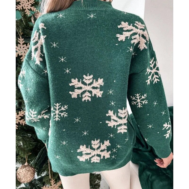 Barbara Snowflake Print Warm Women Sweater