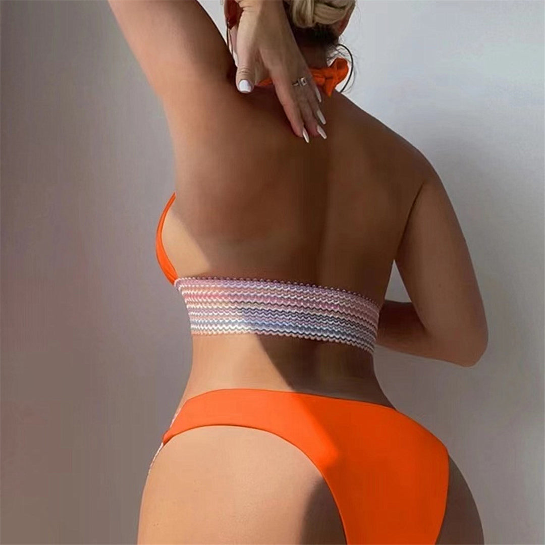 Aimee Splicing Halter V Neck Bikini