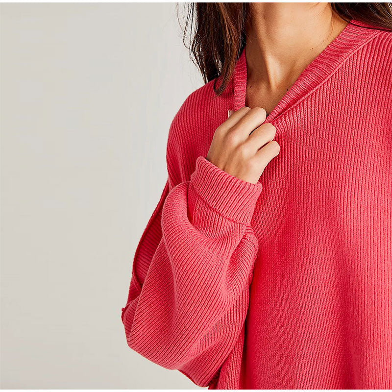 Pat Oversized Slit Knit Women Sweater