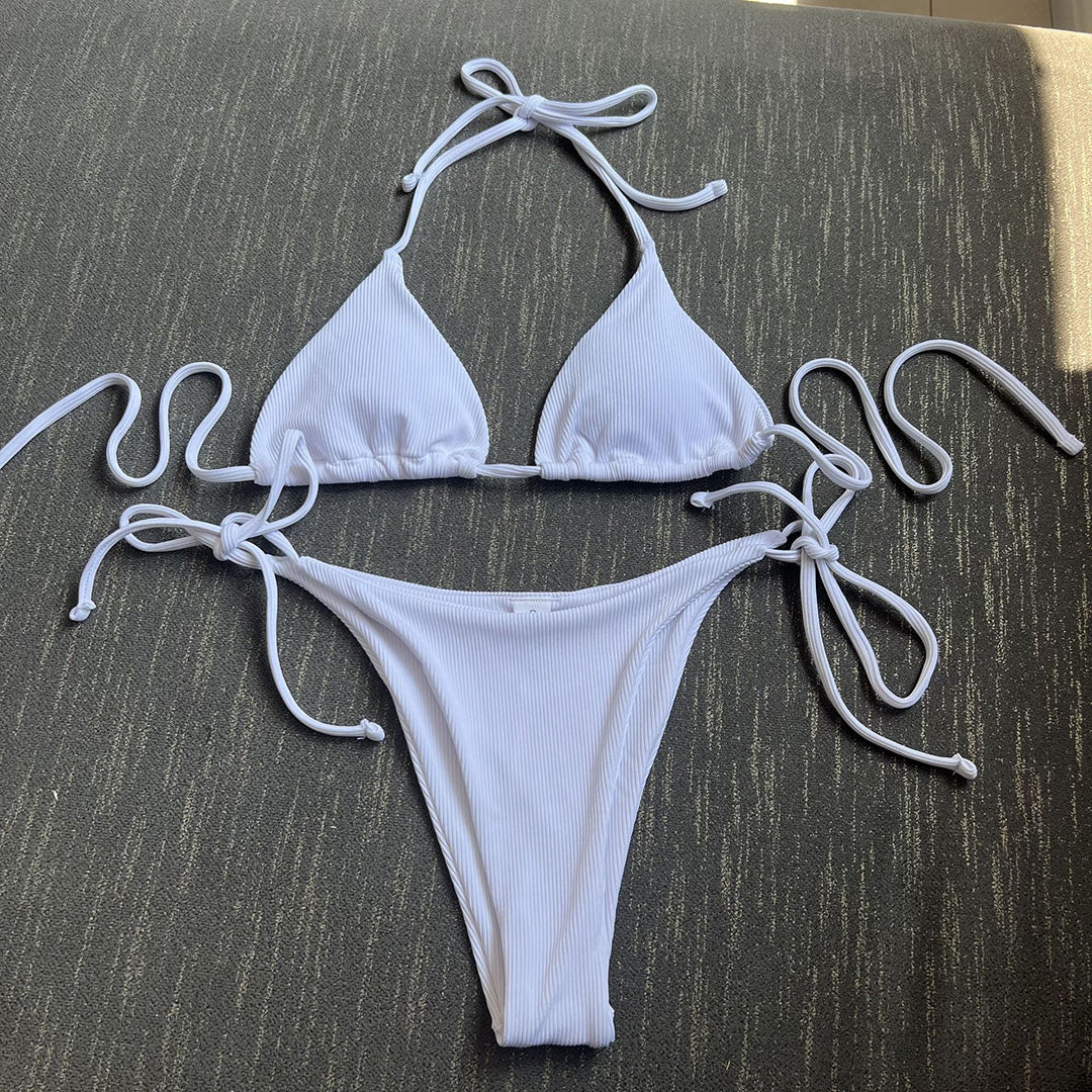 Angelina Sexy Halter Ribbed Bikini