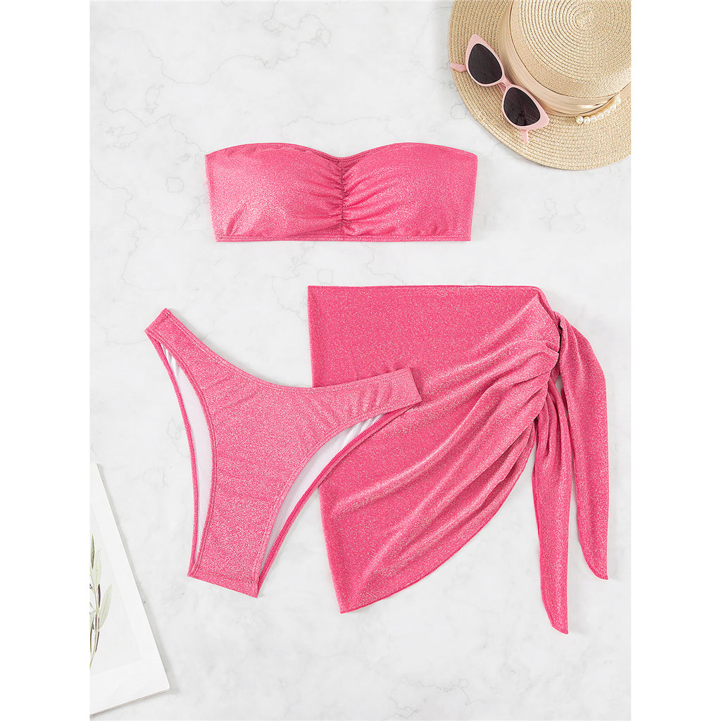 Valerie Shiny Bandeau With Sarong Brazilian Bikini