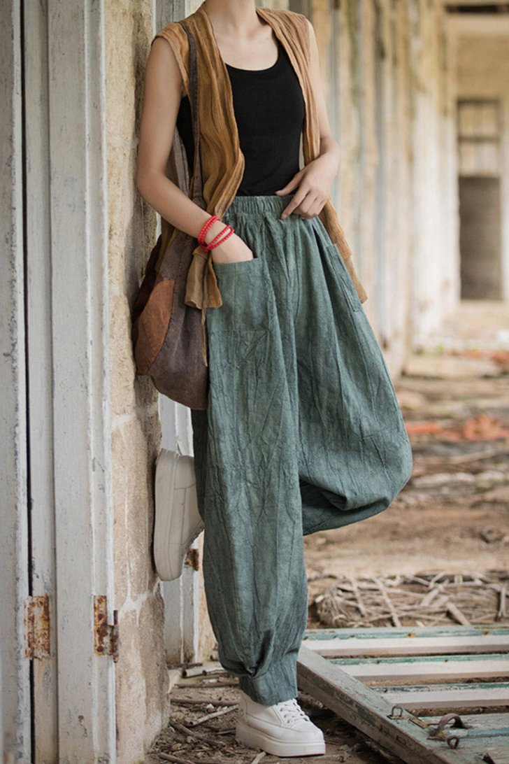 Peggy Cotton Linen Baggy Cargo Pants