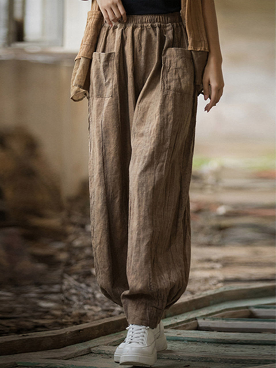 Peggy Cotton Linen Baggy Cargo Pants