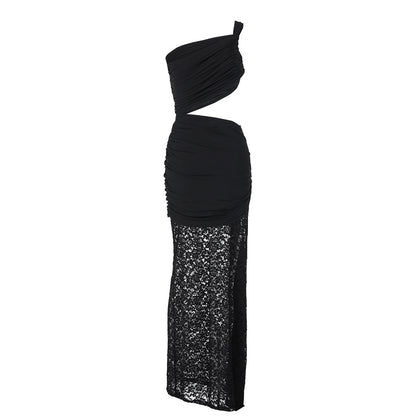Rebecca Hollow Out Lace Draped Sexy Maxi Dress