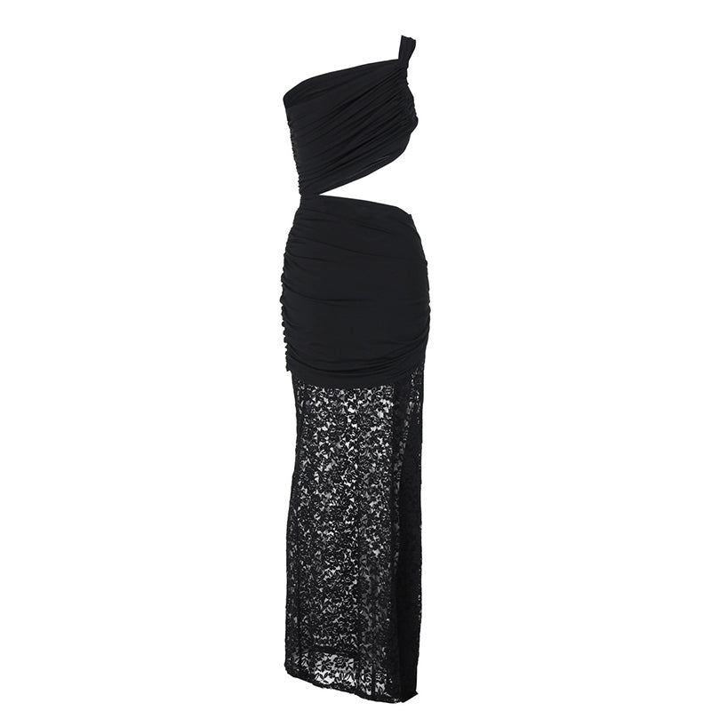 Rebecca Hollow Out Lace Draped Sexy Maxi Dress