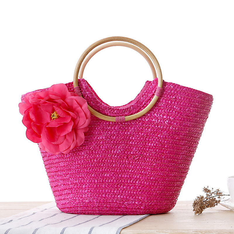 Holly Woman Bohemian Knitting Straw Bag