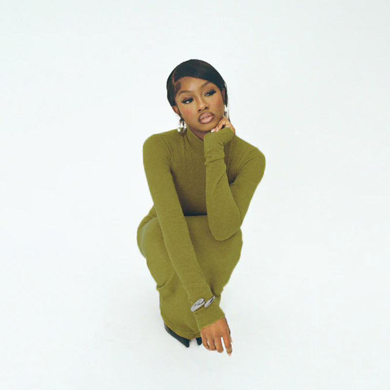 Rebecca Turtleneck Long Sleeve Maxi Dress