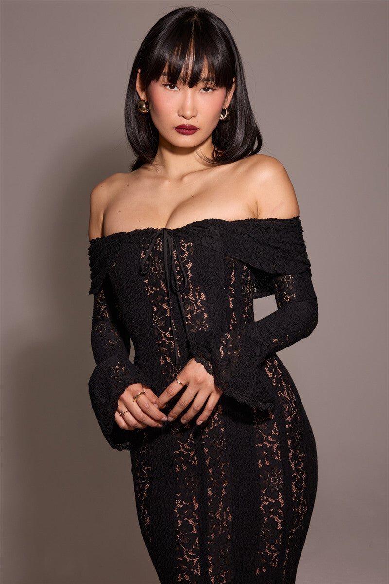 Regina Lace Off-shoulder Sexy Maxi Dress