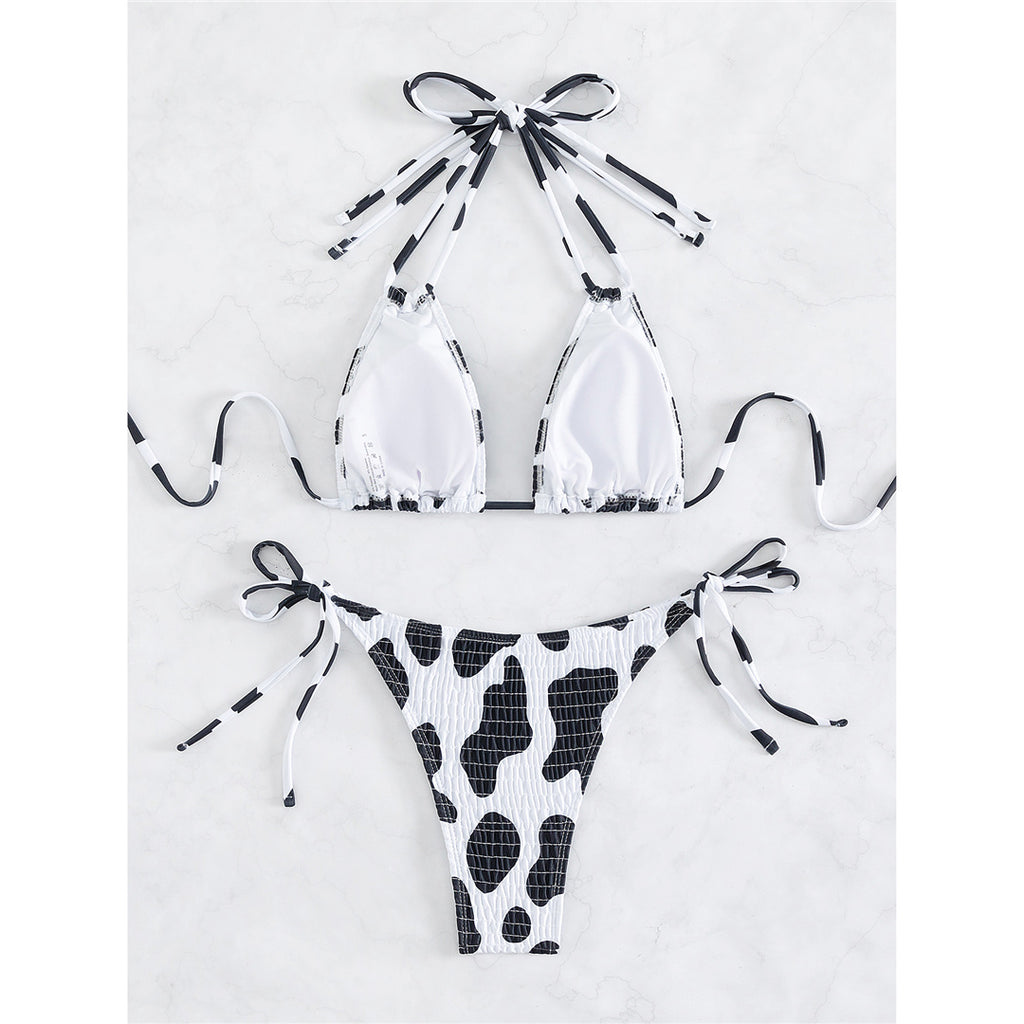 Susanna Wrinkled Halter Printed Strappy Bikini