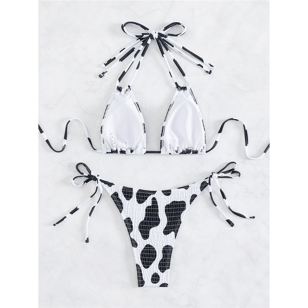 Susanna Wrinkled Halter Printed Strappy Bikini