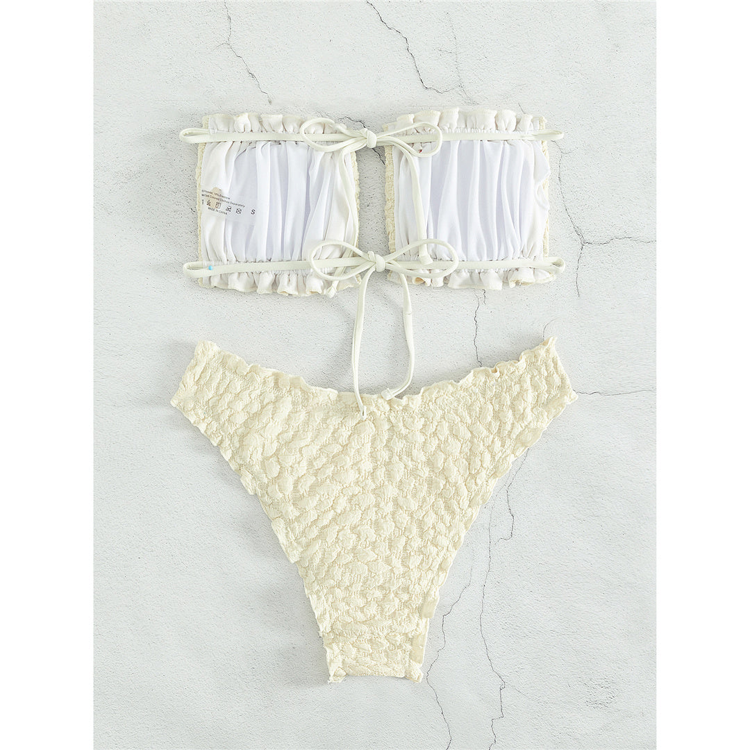 Claire Bandeau Strapless Pleated Ruched Bikini